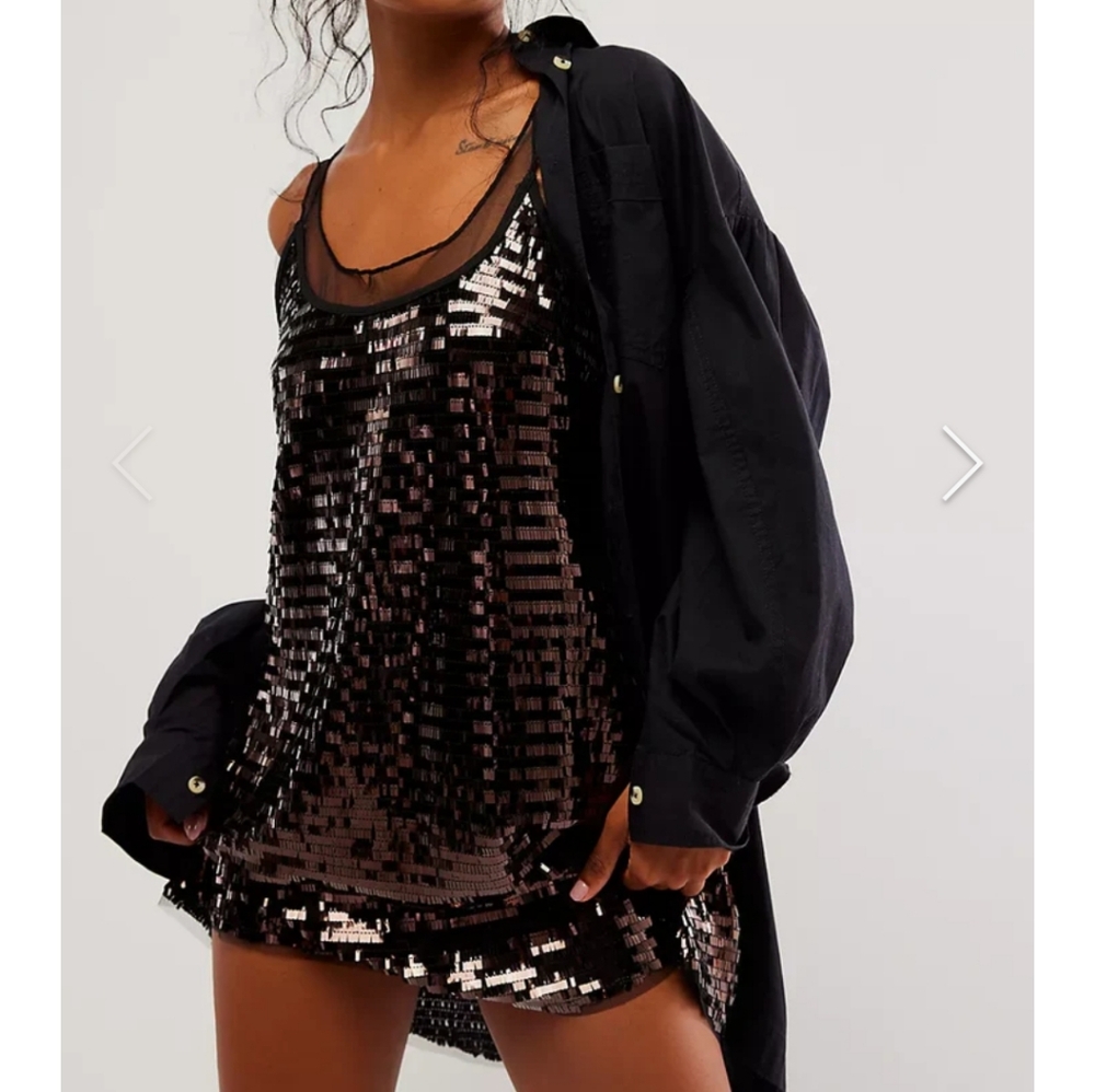 Free People Black Sequin Mini Dress